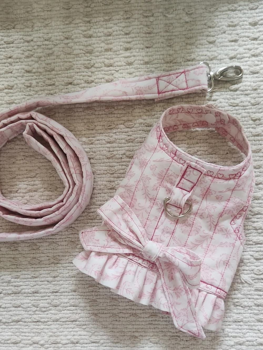 Pink Floral Dog Harness & Leash Set Xsmall